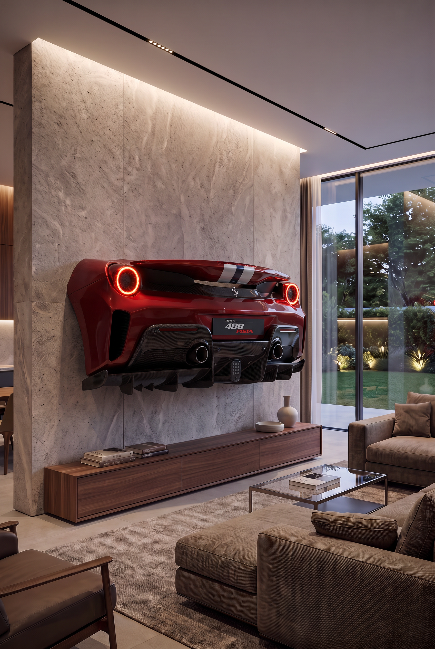 Ferrari 488 Pista Heck – Beleuchtetes 3D Wandobjekt