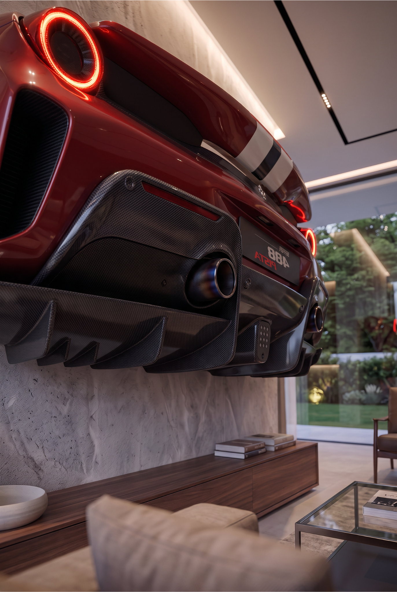 Ferrari 488 Pista Heck – Beleuchtetes 3D Wandobjekt